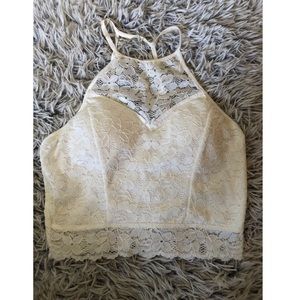 White Lace Crop Top Size Large✨